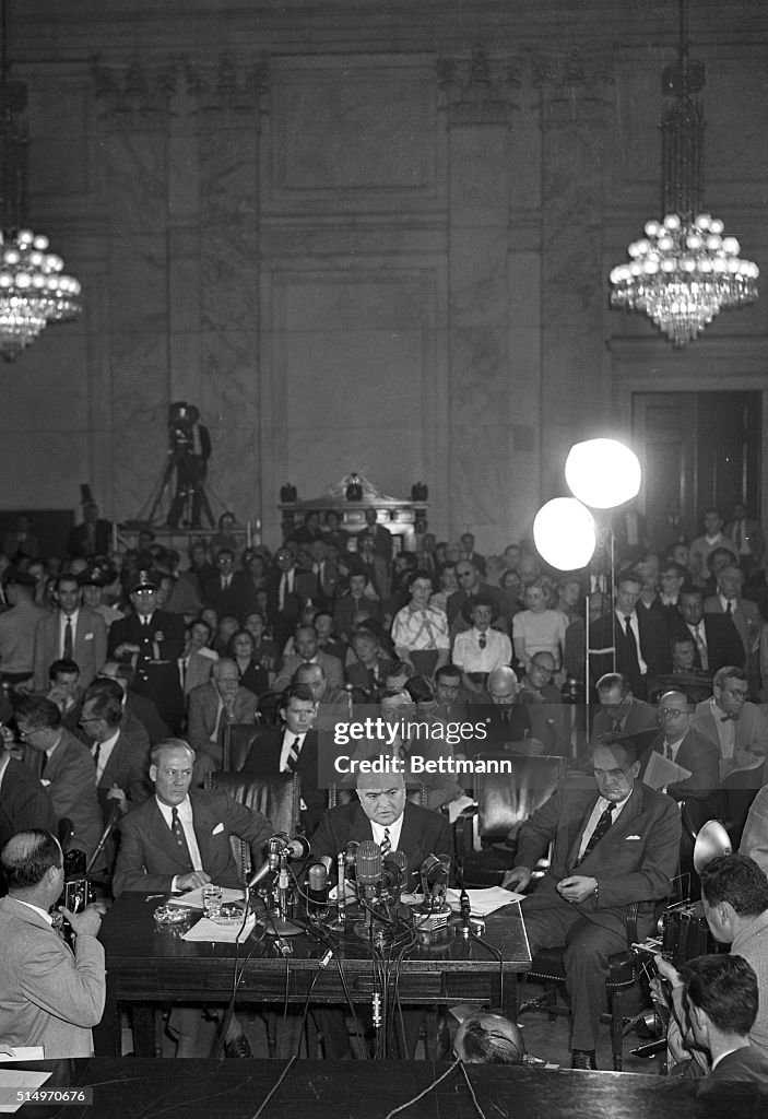 F.B.I. Director J. Edgar Hoover Testifying for Senate Subcommittee