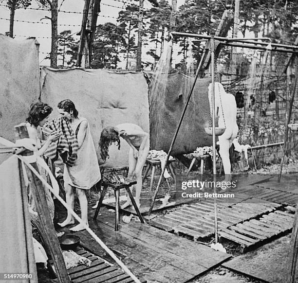 Women Survivors Showering at Belsen