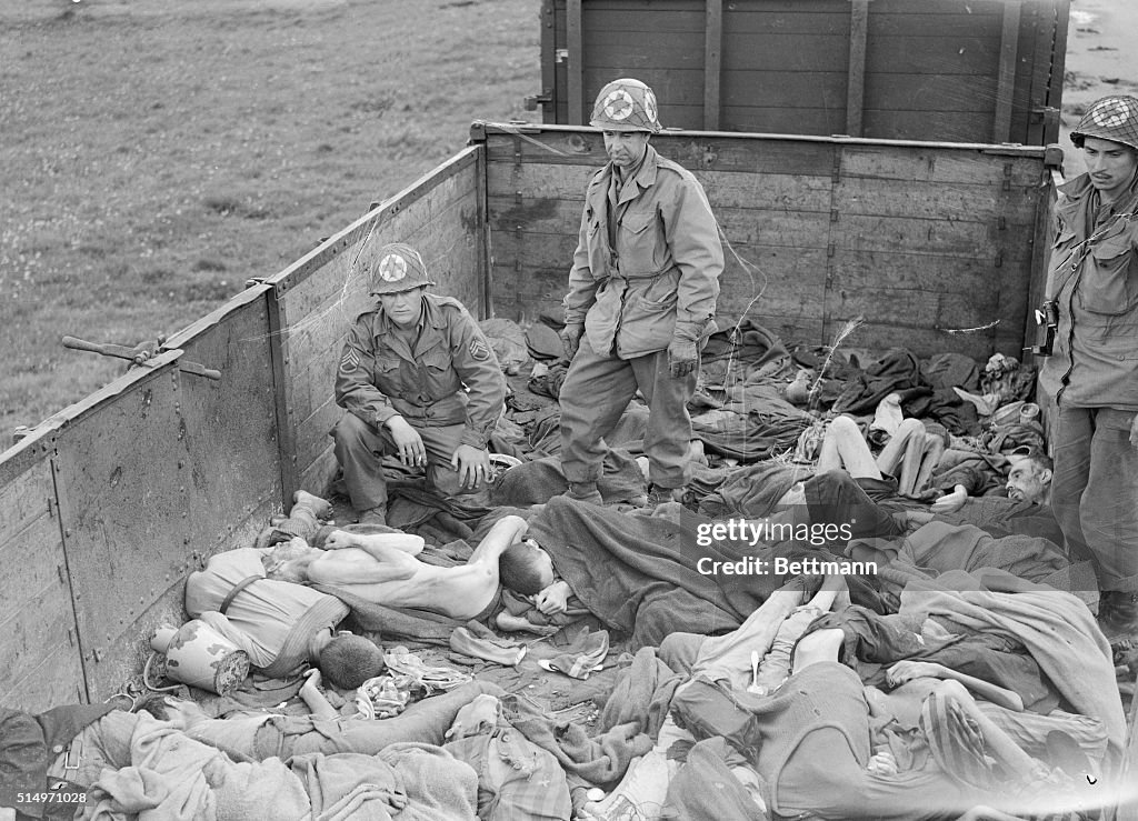 Medical Officers Inspecting Concentration Camp Corpses