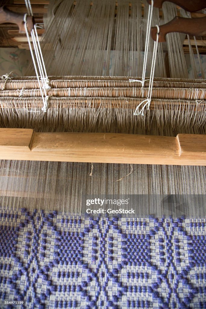 Close view of an antique loom
