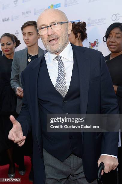 Phil Collins attends The Little Dreams Foundation Benefit Gala: Dreaming on the Beach at Fillmore Miami Beach on March 11, 2016 in Miami Beach,...