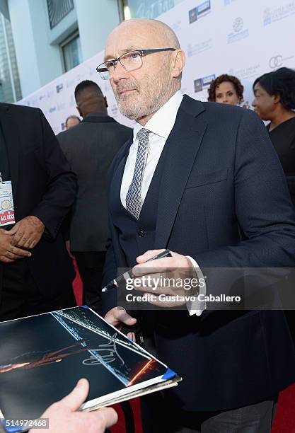 Phil Collins attends The Little Dreams Foundation Benefit Gala: Dreaming on the Beach at Fillmore Miami Beach on March 11, 2016 in Miami Beach,...