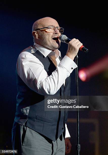 Phil Collins performs at The Little Dreams Foundation Benefit Gala: Dreaming on the Beach at Fillmore Miami Beach on March 11, 2016 in Miami Beach,...