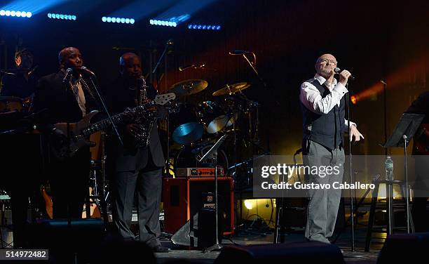 Phil Collins performs at The Little Dreams Foundation Benefit Gala: Dreaming on the Beach at Fillmore Miami Beach on March 11, 2016 in Miami Beach,...