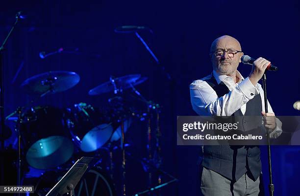 Phil Collins performs at The Little Dreams Foundation Benefit Gala: Dreaming on the Beach at Fillmore Miami Beach on March 11, 2016 in Miami Beach,...