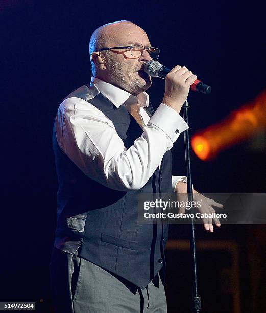 Phil Collins performs at The Little Dreams Foundation Benefit Gala: Dreaming on the Beach at Fillmore Miami Beach on March 11, 2016 in Miami Beach,...