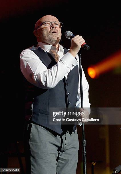 Phil Collins performs at The Little Dreams Foundation Benefit Gala: Dreaming on the Beach at Fillmore Miami Beach on March 11, 2016 in Miami Beach,...