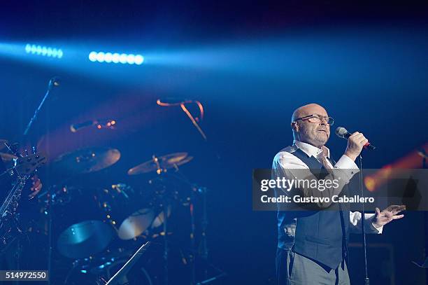 Phil Collins performs at The Little Dreams Foundation Benefit Gala: Dreaming on the Beach at Fillmore Miami Beach on March 11, 2016 in Miami Beach,...