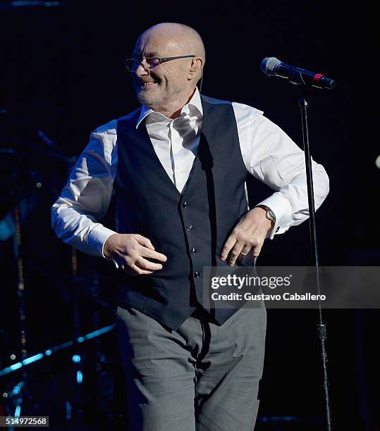 Phil Collins performs at The Little Dreams Foundation Benefit Gala: Dreaming on the Beach at Fillmore Miami Beach on March 11, 2016 in Miami Beach,...