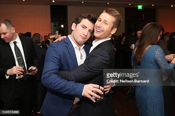 Actors Forest Vickery and Glen Powell attend the "Everybody Wants Some" after party during the 2016 SXSW Music, Film + Interactive Festival on March...