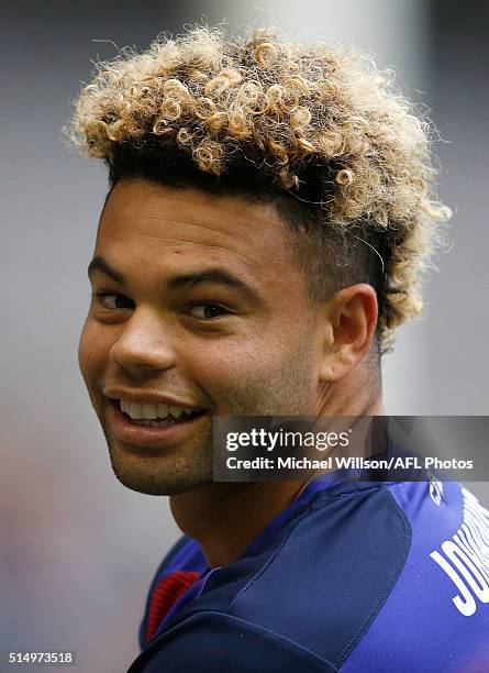 Jason Johannisen of the Bulldogs looks on during the 2016 NAB Challenge match between the Collingwood Magpies and the Western Bulldogs at Etihad...