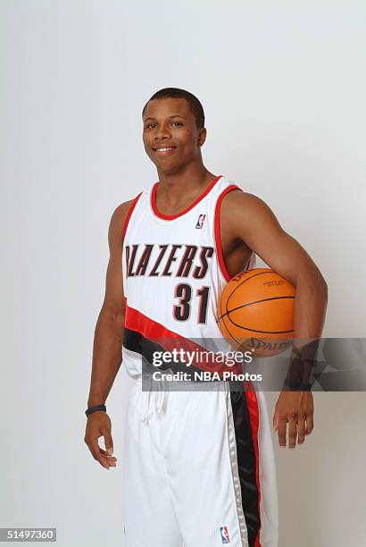 Sebastian Telfair of the Portland Trail Blazers poses for a portrait during NBA Media Day on October 4, 2004 in Portland, Oregon. NOTE TO USER: User...