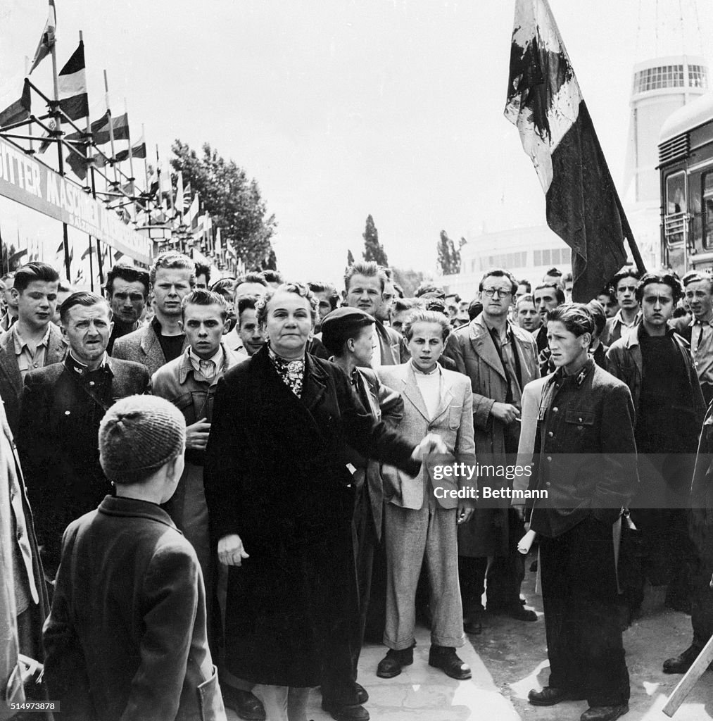 Polish Woman Talking to Rioters in Poznan 1956