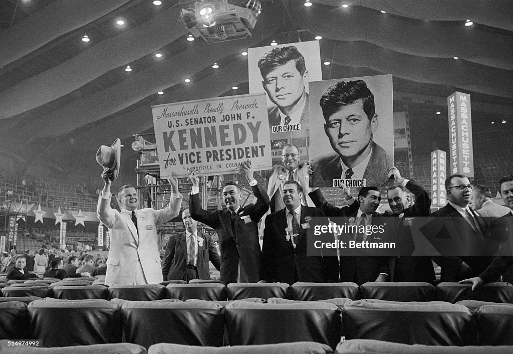 Senator John F. Kennedy Waving to Crowd