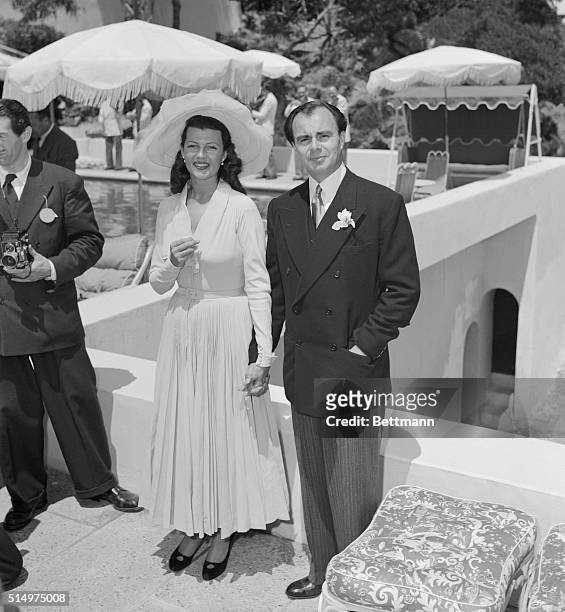 Rita Hatworth and Prince Ali Khan on their wedding day in the French Riveria