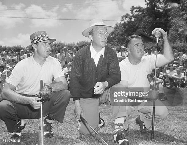 Seen at the annual Celebrities Golf Tourney held today and Sunday at the Army and Navy country club. Left to right: Slammin' Sam Snead, winner of PGA...