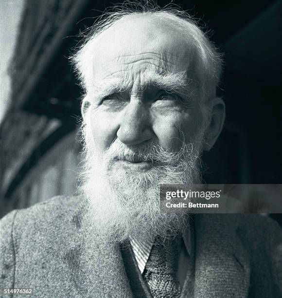 Playwright George Bernard Shaw at age ninety. | Location: Ayot St. Lawrence, Hertfordshire, England, UK.