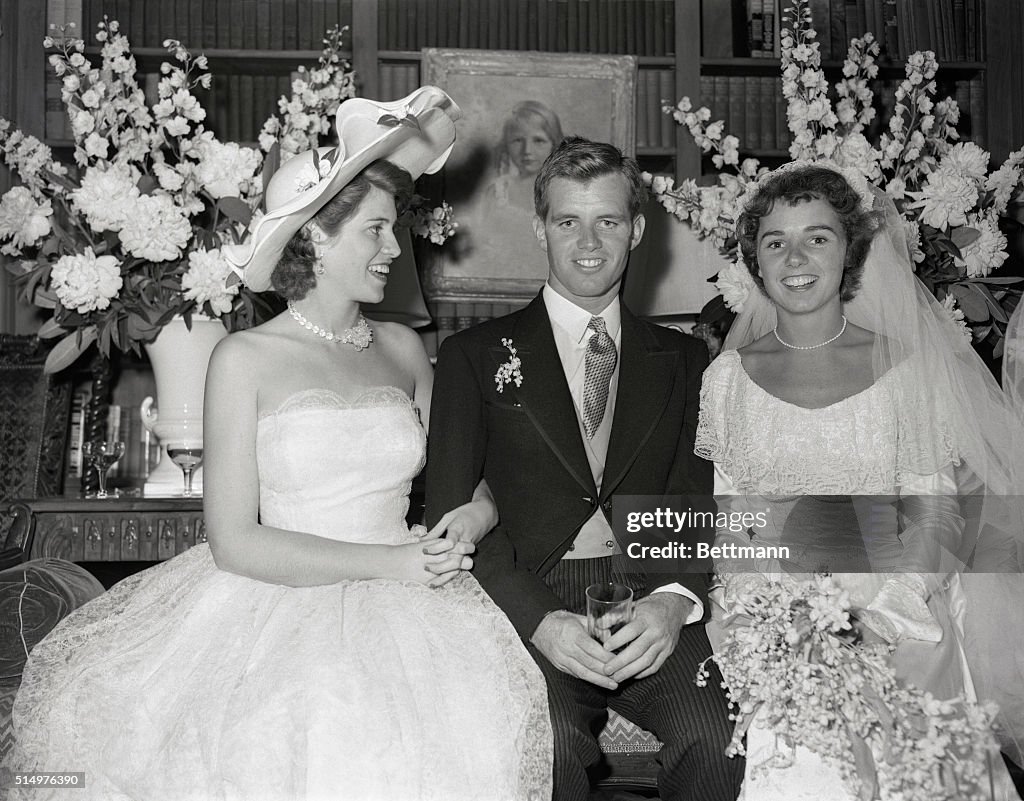 Robert Kennedy with His Sister Eunice and His Bride Ethel Skakel