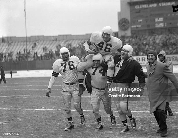 Lou Groza Being Carried Off Field by Teammates