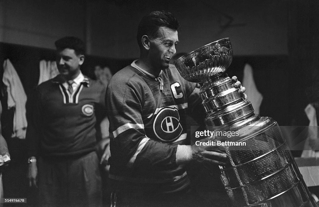 Maurice Richard Holding Stanley Cup