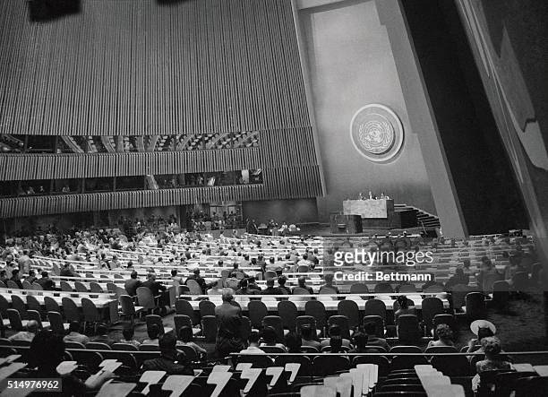 This is a general view of the United Nations General Assembly as the opening session of the meeting called to consider Middle East problems got under...