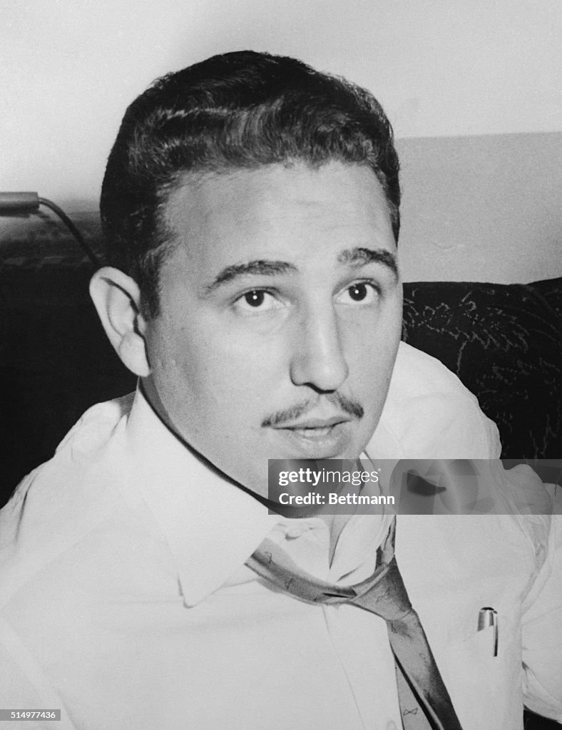 Young Fidel Castro Wearing Loose Tie