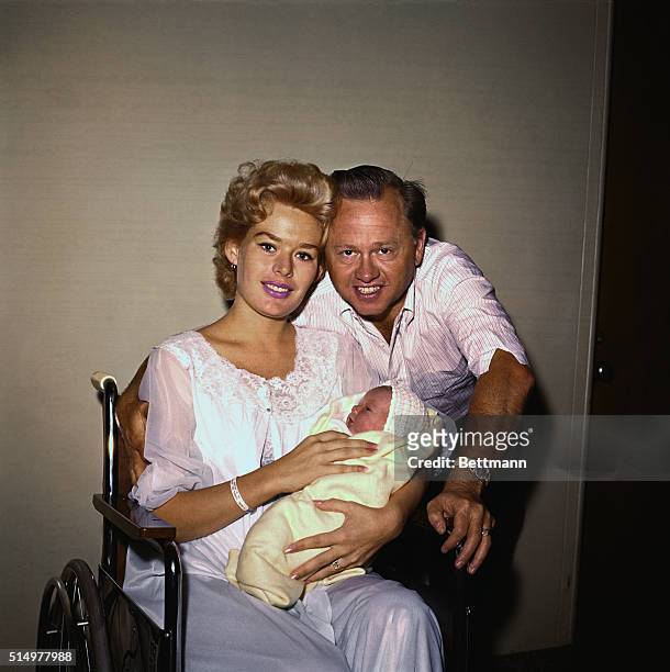 Shown here at St. John's Hospital is Mickey Rooney, wife Barbara Thomason and their new daughter Kelly Ann.