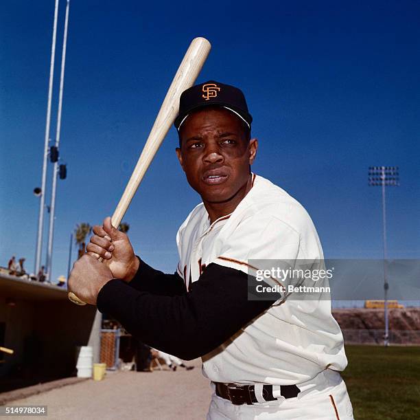 Willie Mays, San Francisco outfielder is shown at Spring Training in Phoenix.