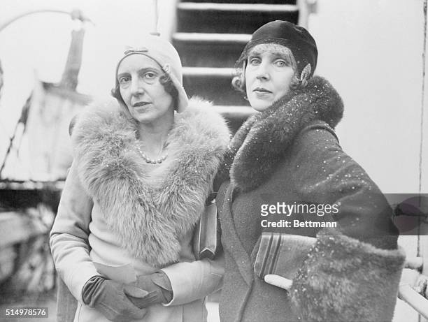 New York. Arriving in New York for the holiday season. Lady Victor Paget and Lady Diana Maners, leaders of the smart set of London Society, shown as...