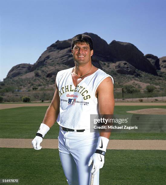 Jose Canseco of the Oakland Athletics poses for a portrait in 1997.