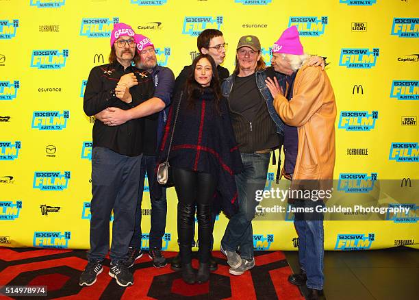 Actor Sky Elobar, producer Ant Timpson, location manager Julie Karelitz, writer/director Jim Hosking, Marten Tedin, and actor Michael St. Michaels...