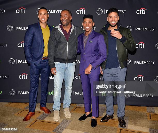 Actor Trai Byers, executive producer Lee Daniels and actors Bryshere "Yazz" Gray and Jussie Smollett attend a screening and Q&A for the TV show...