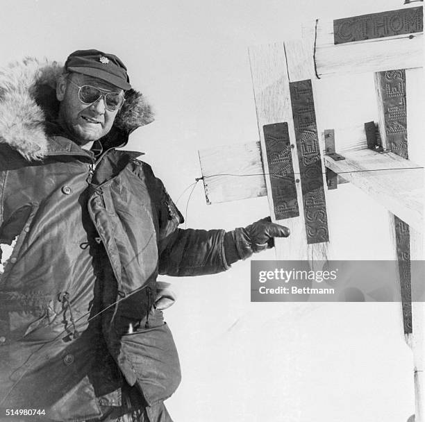 Lt. Colonel William P. Benedict, of Paradise, California, the Alaskan Air command pilot who landed a ski equipped C-47 at the North Pole on May 3,...