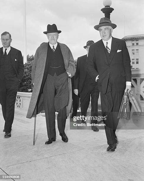 At left in photo is John W. Davis, one-time Democratic nominee for President of the U.S., arriving at Supreme Court with another member of his legal...