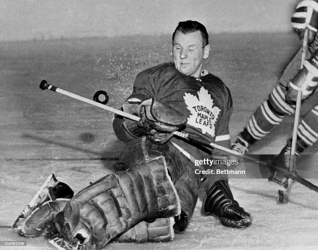 Johnny Bower Grimacing on Odd Puck Action