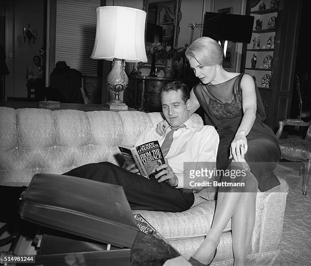 Here is a picture of Paul Newman with his wife, Joanne Woodward to accompany Vern Scott story on Newman. Both are costarred in John O'Hara's From the...