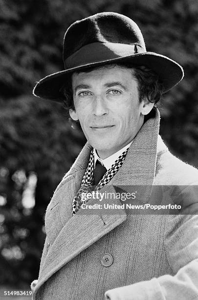 English actor Robert Powell in character as Professor Henry Higgins on the set of the television film Pygmalion on 17th July 1981.