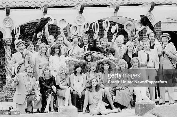 View of various actors and entertainers pictured together at a press call to promote the ITV autumn season of programmes in London on 15th July 1981....