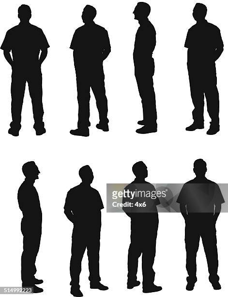 various poses of mechanic - standing stock illustrations