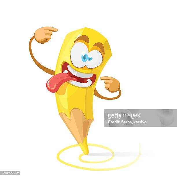 Yellow Pencil Cartoon Character Crazy Smile Draws Doodles High-Res Vector  Graphic - Getty Images