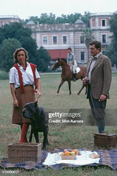 Duca Forese Salviati with his wife Duchessa Grazia Salviati and their daughter Oliva in the grounds of the family home in Florence, Italy, in June...