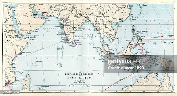 ilustraciones, imágenes clip art, dibujos animados e iconos de stock de antiguo mapa de los portugueses empire - estilo-siglo-xvi