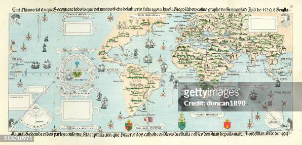 アンティークの地図の世界 - 16世紀点のイラスト素材／クリップアート素材／マンガ素材／アイコン素材