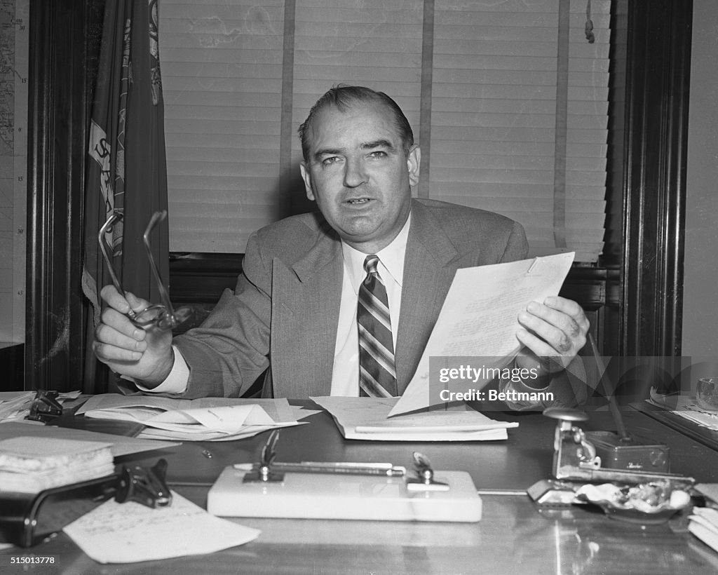 Joseph McCarthy Holding Censure Documents