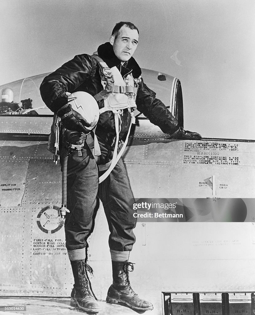 Ed Heller Posing with His Jet