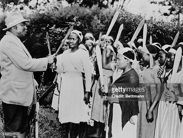 Twenty-two Kikuyu women of Kenya, British African colony, have formed their own home guard to fight beside the men of the Kikuyu guard, to rid their...