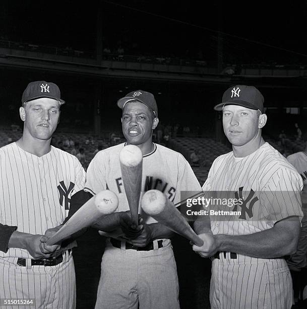 Three mighty powerful men with a stick, Roger Maris, Willie Mays, and Mickey Mantle, have a get together under Yankee Stadium lights July 24th, as...