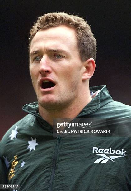 Australian flanker Mark Connors poses for photographers before the Rugby World Cup quarter-final match against Wales 23 October 1999 at the...