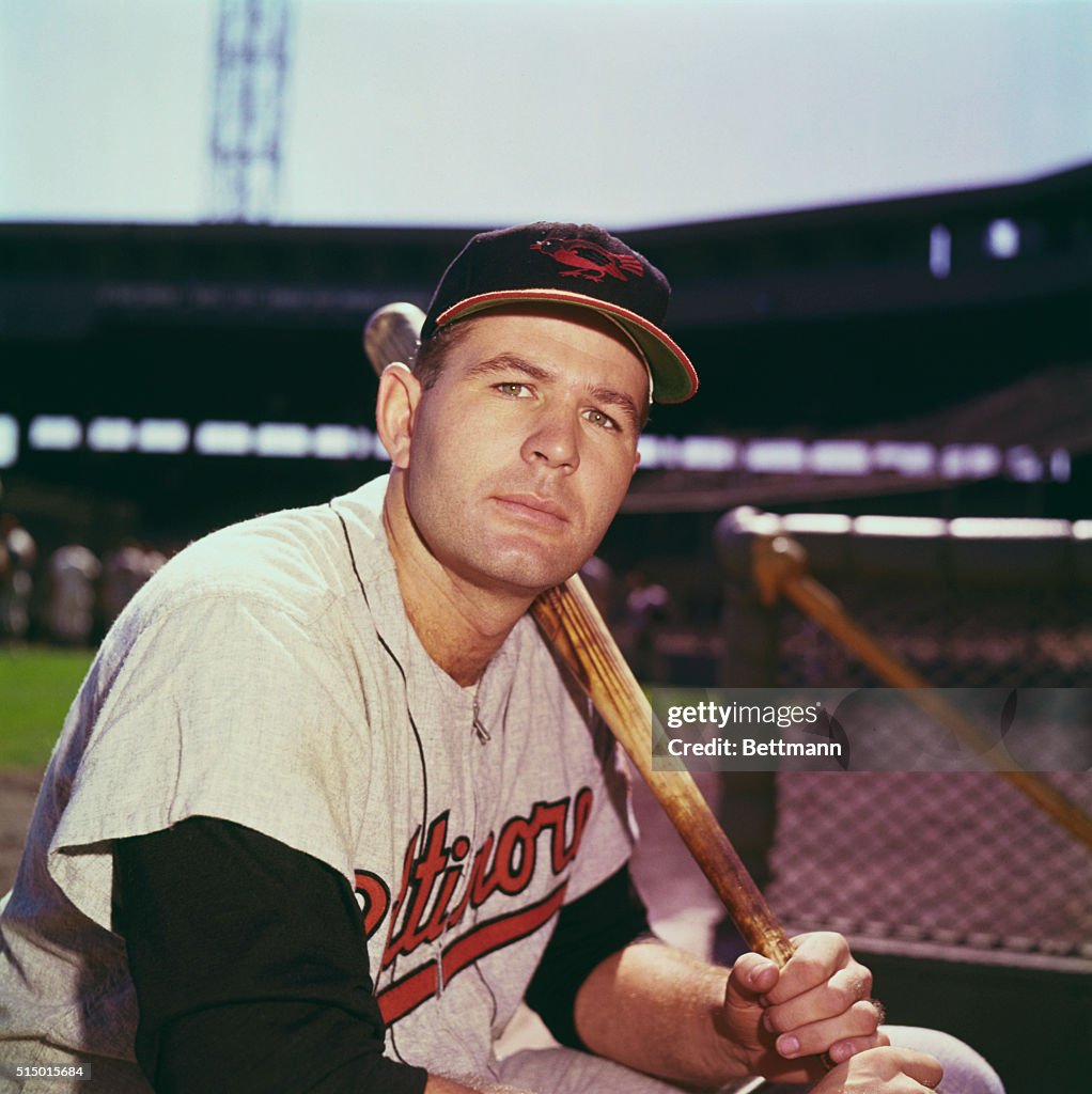 Jim Gentile Posing with Baseball Bat