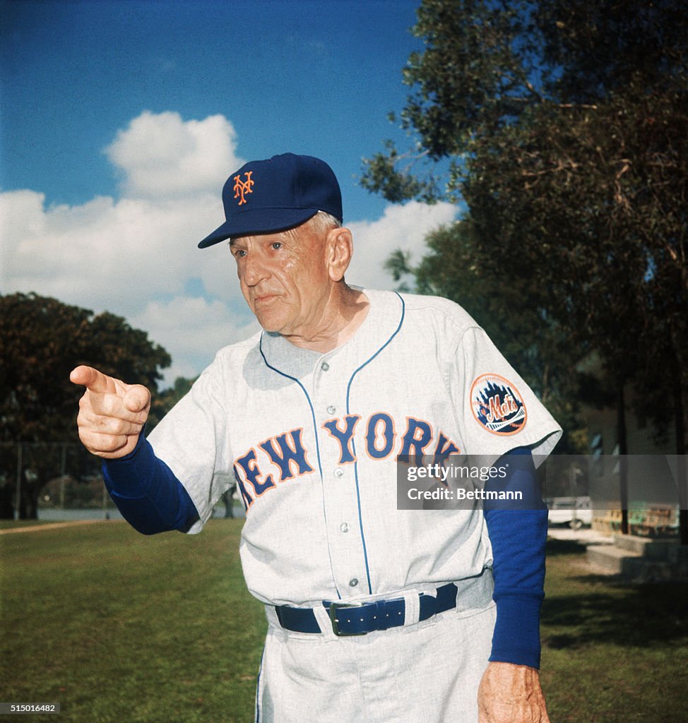 Mets Skipper Casey Stengel Pointing at Spring Training